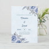 Rose bleu Aquarelle mariage invitations (Debout devant)