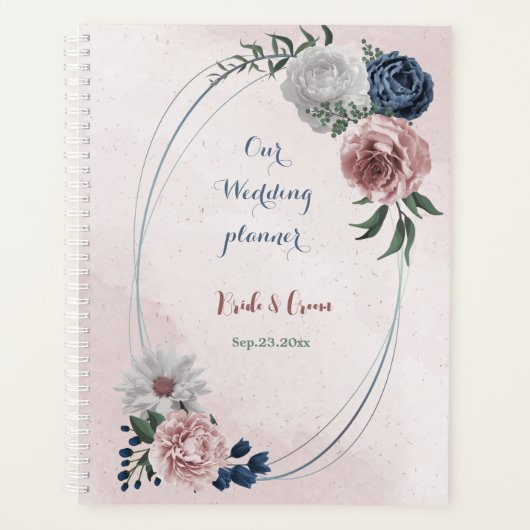 rose bleu blanc floral verdure mariage (Devant)