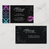 Rose bleu de damassé de carte de visite de (Devant / Derrière)