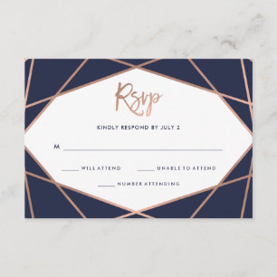 Rose bleu de minuit Bat mitzvah géométrique RSVP