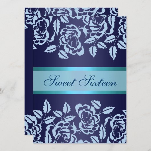 Rose bleu doux16 Invitation d'anniversaire (Devant / Derrière)