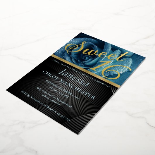 Rose bleu doux 16 Invitation Foil Invitation (Rotation)