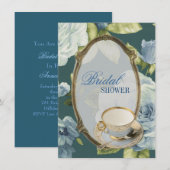 rose bleu Fête des mariées Tea Party Invitation (Devant / Derrière)