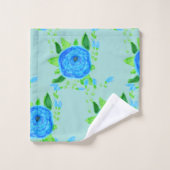 Rose Bleu Fleur Avec Turquoise (Gant de toilette)