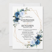 Rose bleu marine Boho Faire-part de mariage géomét (Devant)