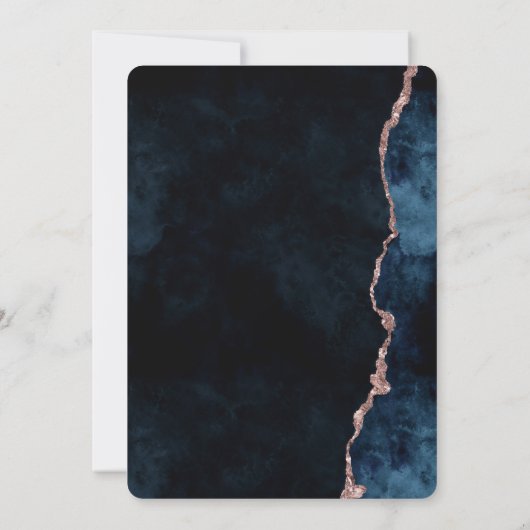 Rose bleu marine Gold Agate Gilt Faire-part de mar (Dos)