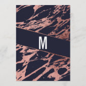 Rose bleu marine Marbre or Diagonal Mariage Menu (Dos)