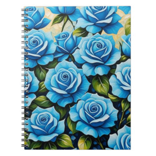Rose bleu Mosaic Floral Carnet spiral
