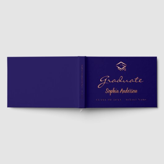 Rose bleu nom or script casquette Graduation (Complet)