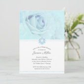 Rose bleu pâle Floral Bridal Invitations (Debout devant)