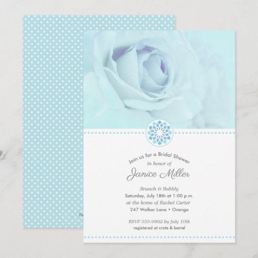 Rose bleu pâle Floral Bridal Invitations (Devant / Derrière)