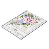 Rose Bleu pourpre Floral Bois Nom Journal de prièr (Côté gauche)