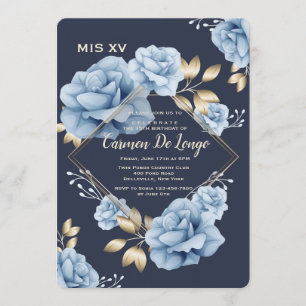 Rose bleu Quinceañera Invitation