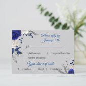 rose bleu royal fleurs blanches gris carte rsvp (Debout devant)