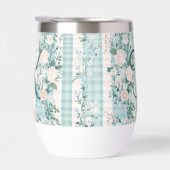 Rose Bleu Sarcelle Monogramme Initial Gingham Cade (Droite)
