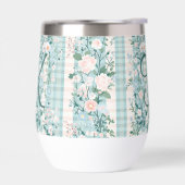 Rose Bleu Sarcelle Monogramme Initial Gingham Cade (Gauche)