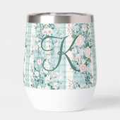 Rose Bleu Sarcelle Monogramme Initial Gingham Cade (Arrière)