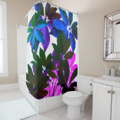 Rose, Bleu, Vert Feuille Douche rideau (En situation)