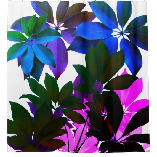Rose, Bleu, Vert Feuille Douche rideau (Devant)