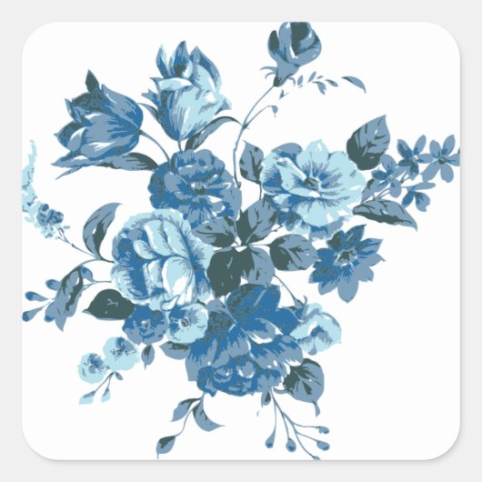 Rose bleu vintage & Stickers floraux pivoines / Sc (Devant)