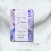 Rose bleu violet carte d'invitation d'anniversaire