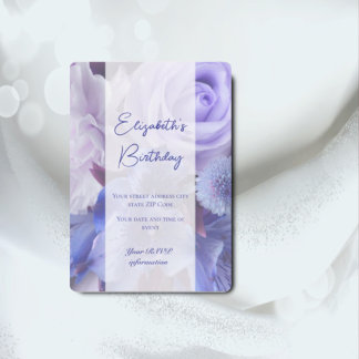Rose bleu violet carte d'invitation d'anniversaire