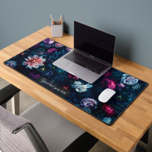 Rose Bleue Lunatique Florale Tapis de Bureau Perso