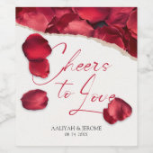 Rose Bloemblaadjes Trouw Wijn Etiket (Enkel label)