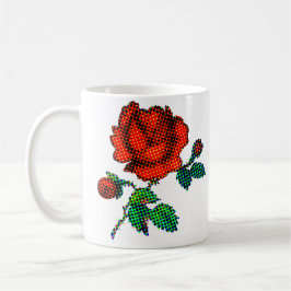 Rose Bloom Halftone Fijne Kunst Koffiemok