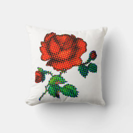 Rose Bloom Halftone Fijne Kunst Kussen