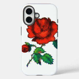 Rose Bloom Halftone Fine Art iPhone 16 Hoesje