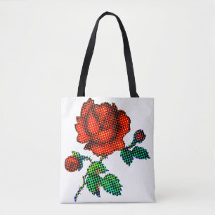 Rose Bloom Halftone Fine Art Draagtas