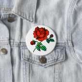 Rose Bloom Halftone Fine Art Ronde Button 7,6 Cm (In situ)
