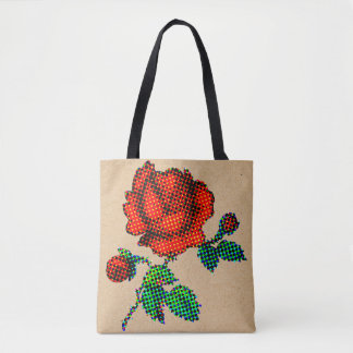 Rose Bloom Halftone on Brown Paper Fine Art Draagtas