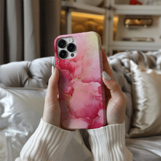 Rose Bloom – Roze Aquarel & Gouden Hoesje voor Tel iPhone 16 Hoesje