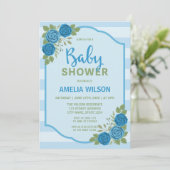 Rose Blue Boy Baby shower Invitation (Debout devant)