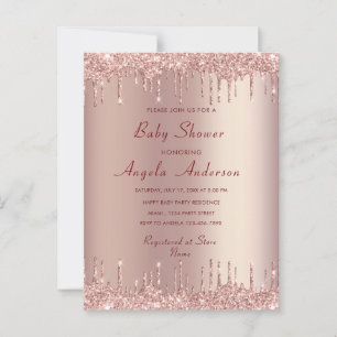 Rose Blush Baby Girl Shower Invitation et QR Code