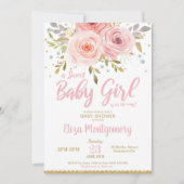 Rose Blush Floral Baby shower Invitation fille (Devant)