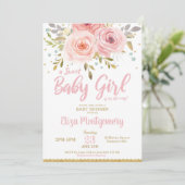 Rose Blush Floral Baby shower Invitation fille (Debout devant)