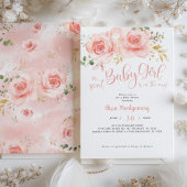 Rose Blush Floral Baby shower Invitation fille