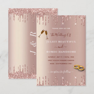 Rose Blush Gold Drives Faire-part de mariage de lu