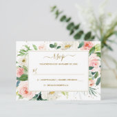 Rose Blush Gold Floral Mariage or RSVP (Debout devant)