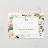 Rose Blush Gold Floral Mariage or RSVP (Devant / Derrière)