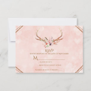 Rose Blush Rose Floral Cerf Bois de Boho RSVP
