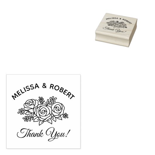 Rose Boeket Bruiloft Dank U Rubberstempel (Gestempeld)