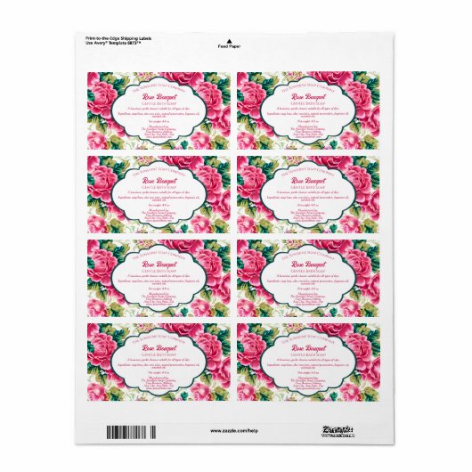Rose Boeket Zeep Verpakking Label (Full Sheet)