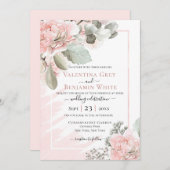 Rose boho chic floral floral roux invitation (Devant / Derrière)