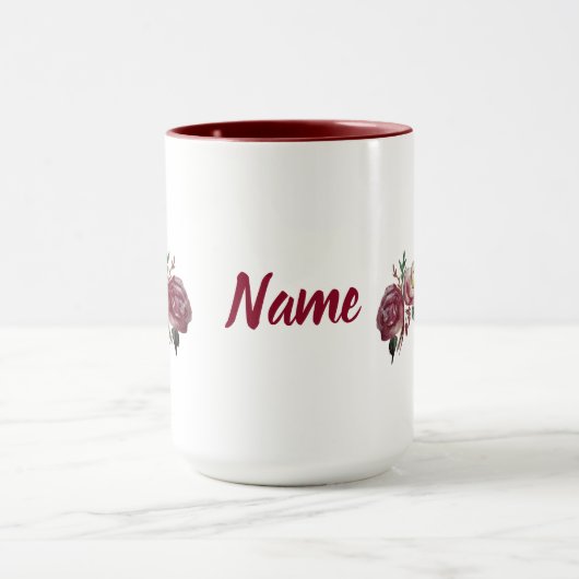 Rose Bordo Nom rouge Combo Mug (Centre)