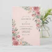 Rose Botanical Enchantment Wedding Kaart (Staand voorkant)