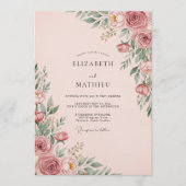 Rose Botanical Enchantment Wedding Kaart (Voorkant)